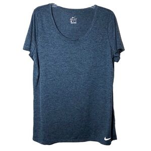 Nike Dri-Fit Scoop Neck Tee Green Blue Heather Womens Short Sleeve Tee  XL